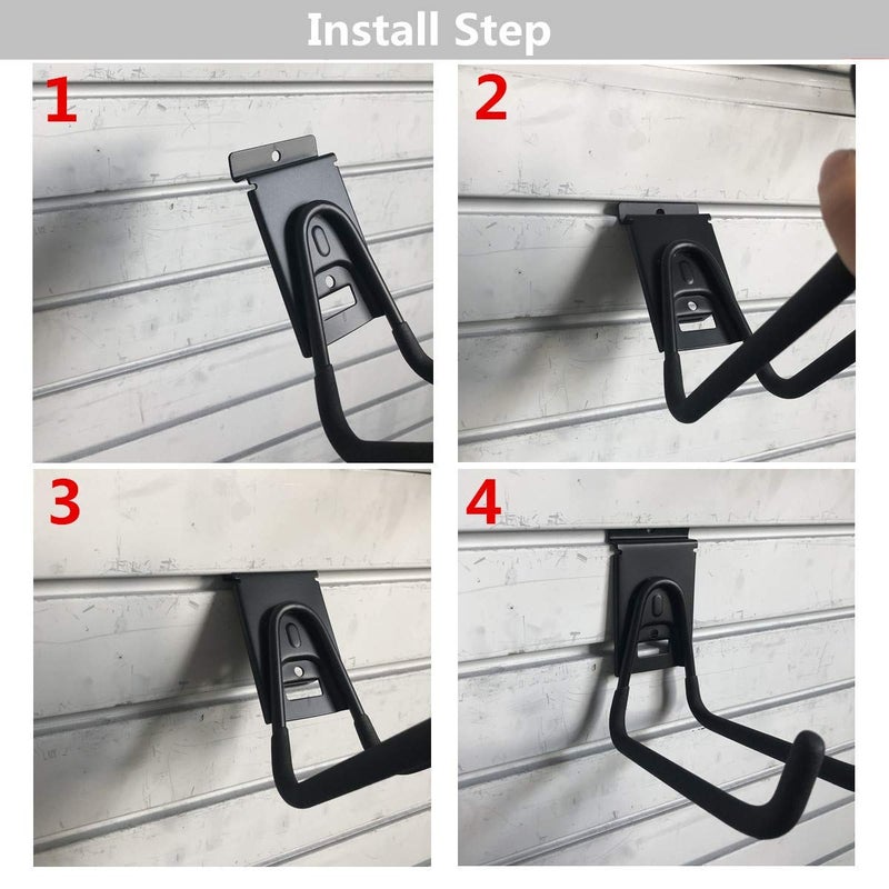 HOSKO Heavy Duty Garage Storage Slatwall Double Hooks for Ladders, Wall Mounted 9â€™â€™ Tool Holder Utility U Hanger Organizer for Bike Bicycle Garden Hose and Folding Chairs (Black) - Image 4